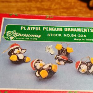 Playful Penguin Christmas Ornaments Set of 4 with Original Box