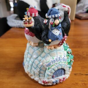 Vintage North Pole Penguins Igloo Holiday Cheese Set