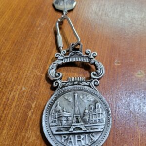 Vintage Paris Souvenir Bottle Opener keychain with Napoleon Bonaparte Medallion