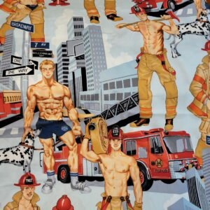 BTY OOP VHTF Alexander Henry Firefighter Themed Cotton Fabric Panel