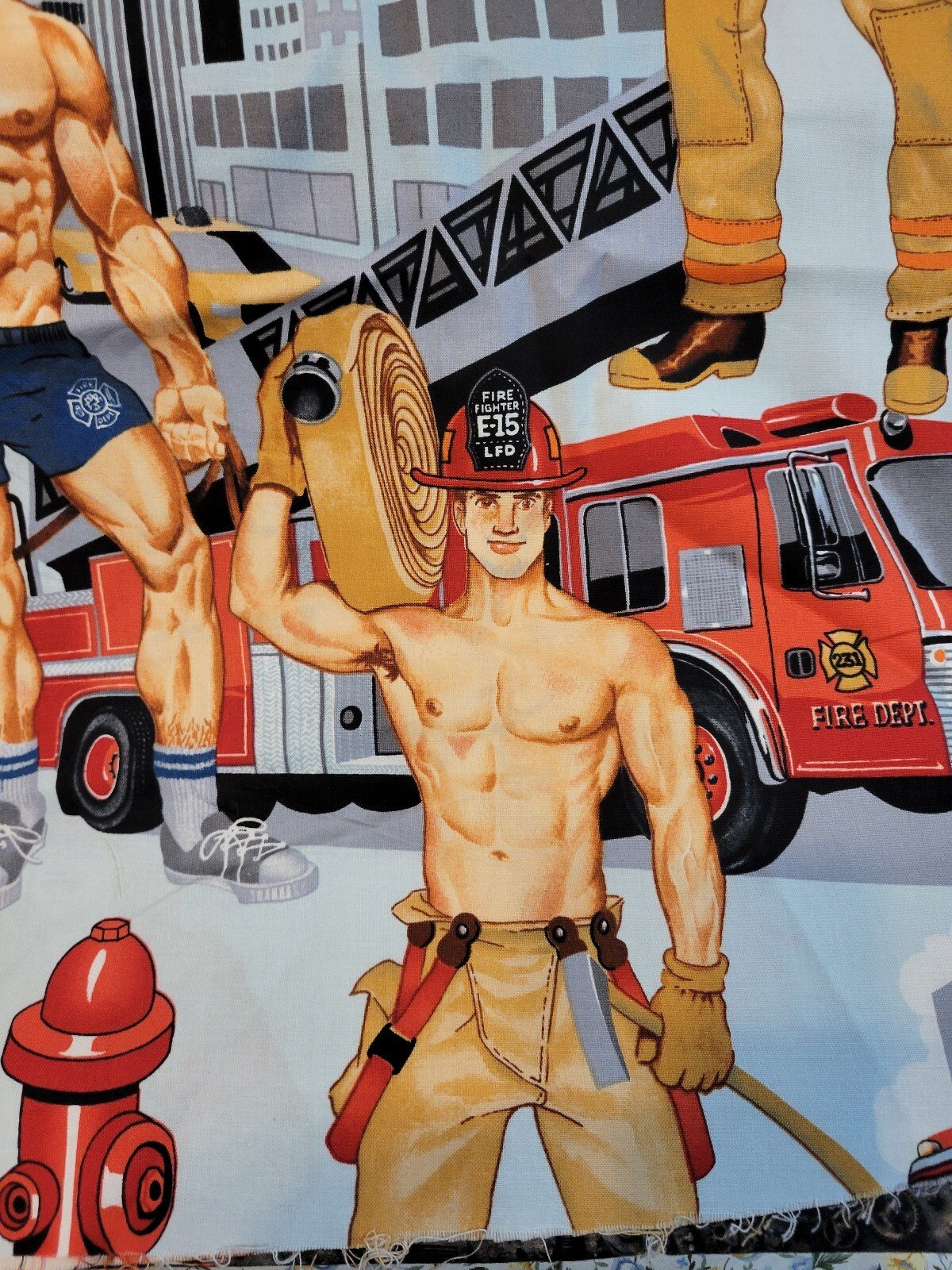 BTY OOP VHTF Alexander Henry Firefighter Themed Cotton Fabric Panel - Image 2