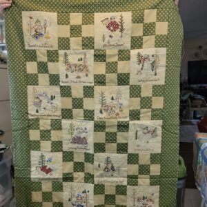 Vtg Quilt Embroidered Winter-themed Blocks from The Quilting Snow Ladies Q99