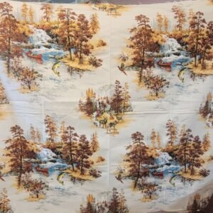 Vtg 1950-60s House 'N Home Drapery Fabric Fishing Scenes 40" x 48"