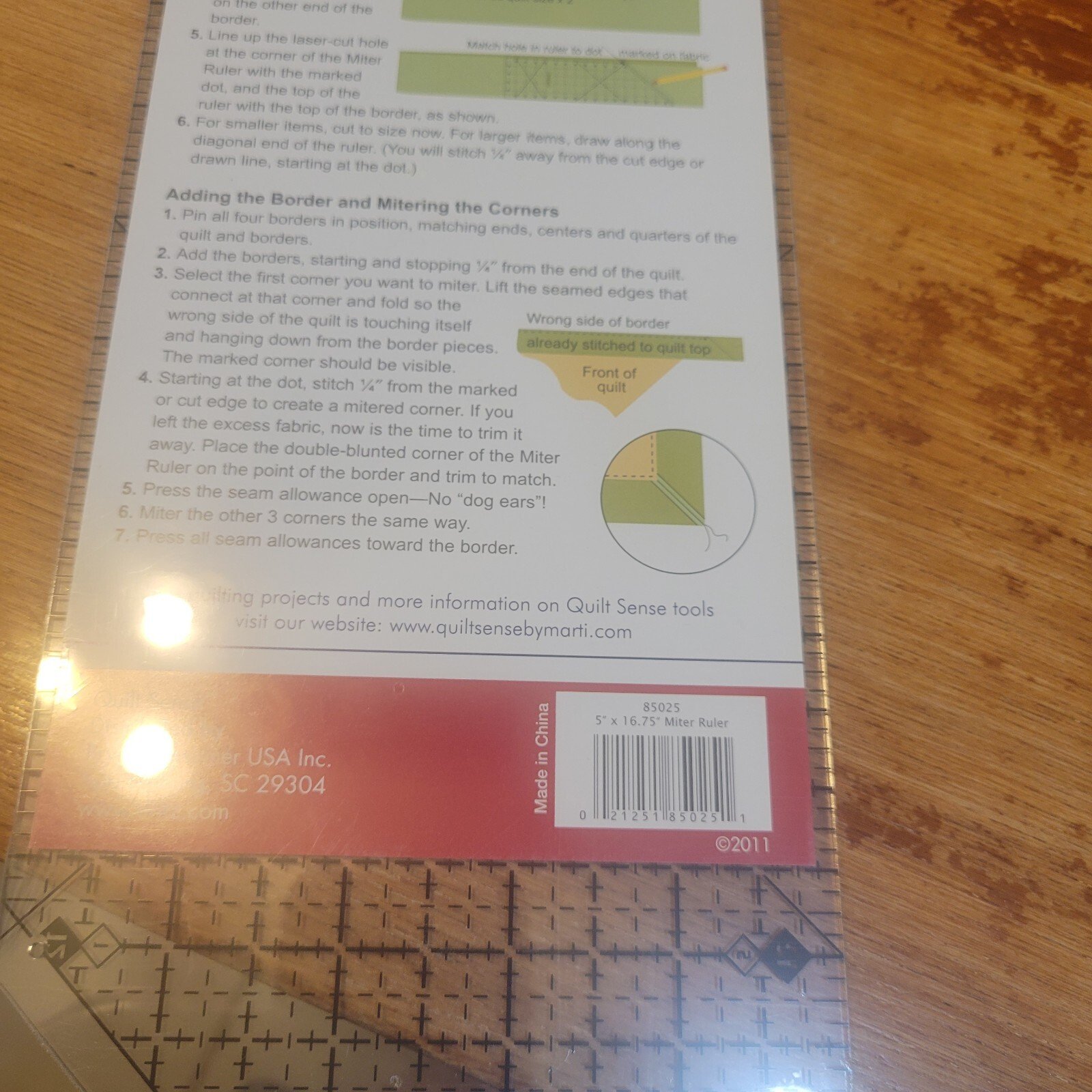 Quilt Sense 5" x 16 3/4" Miter Ruler for Quilting - Image 6