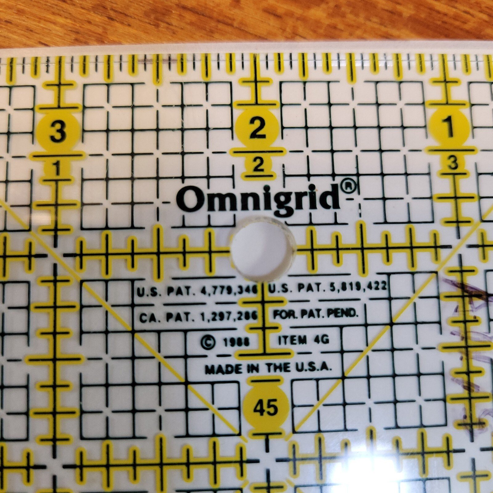 Omnigrid 4" x 4" Inch Square Acrylic Quilting Template Ruler - Image 2