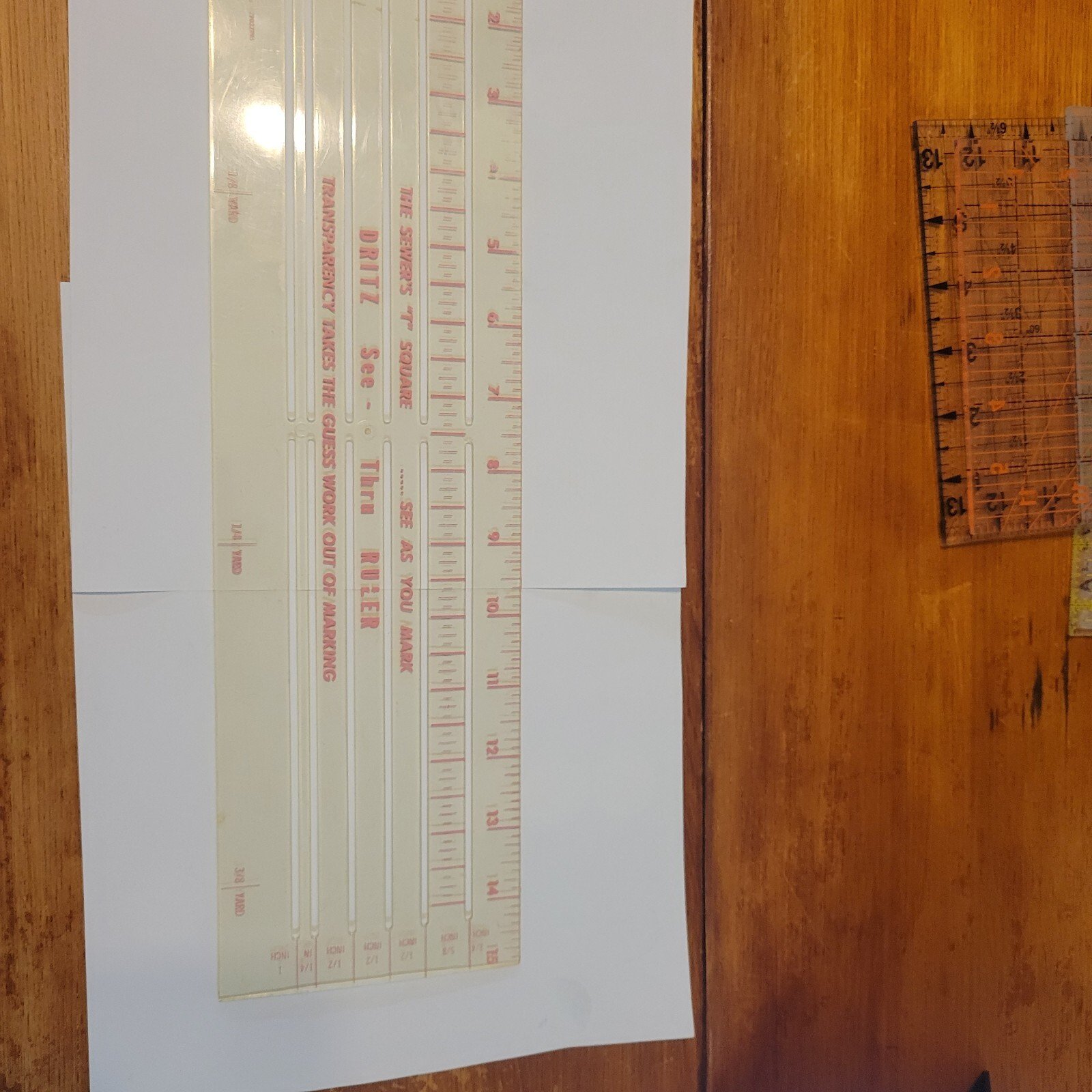 Vintage Dritz See-Thru Ruler The Sewer's "T" Square