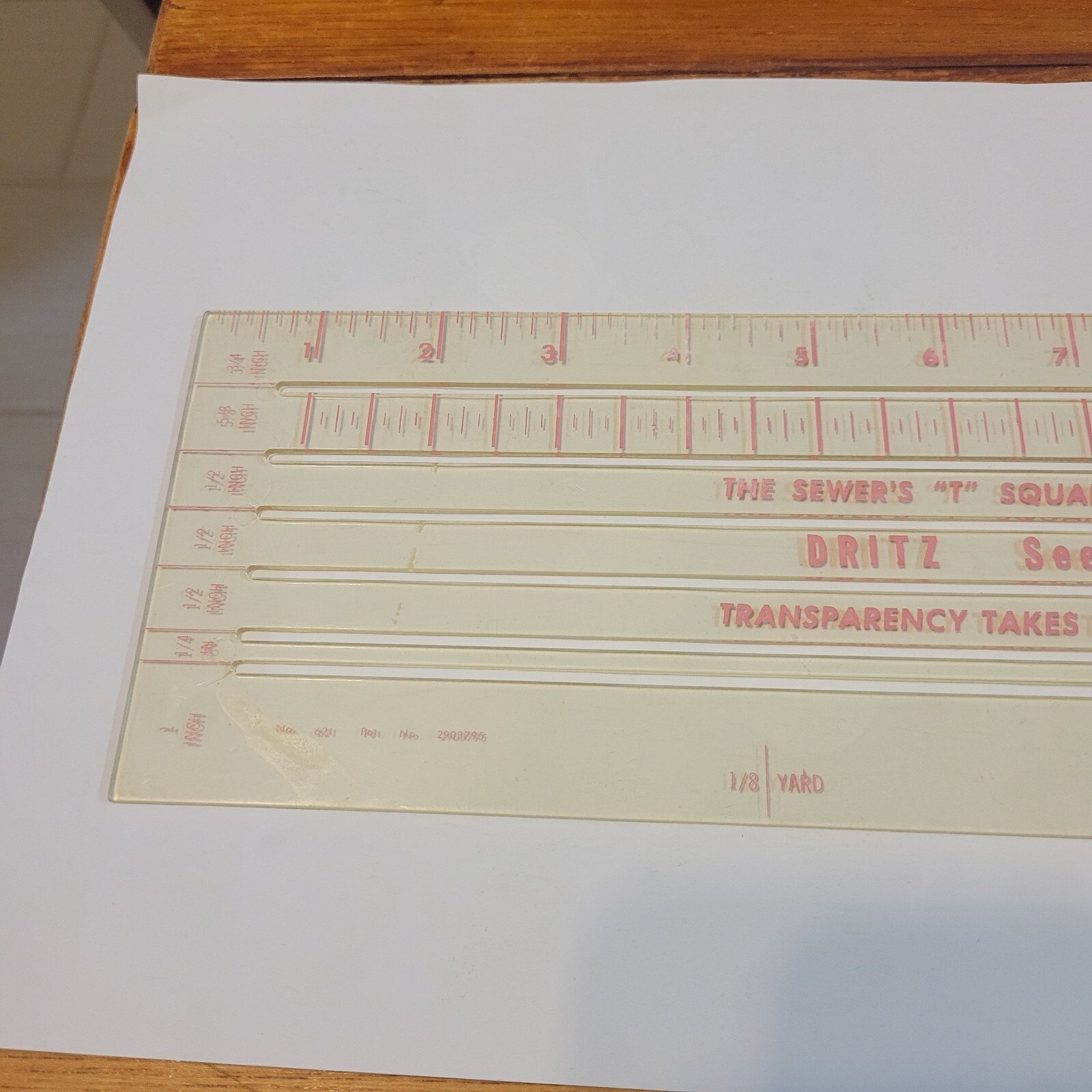 Vintage Dritz See-Thru Ruler The Sewer's "T" Square - Image 5