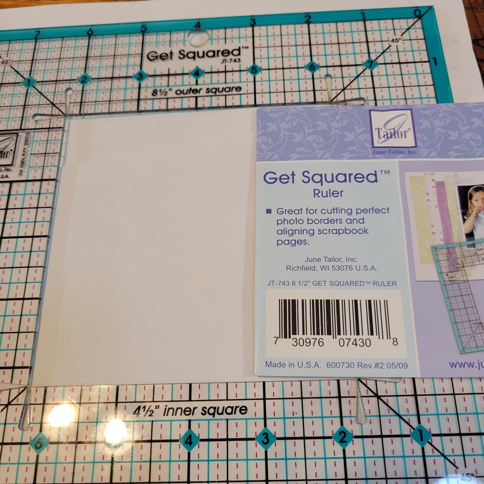 June Tailor Get Squared JT-743 Ruler for Perfect Photo Borders and Scrapbook Edg - Image 5