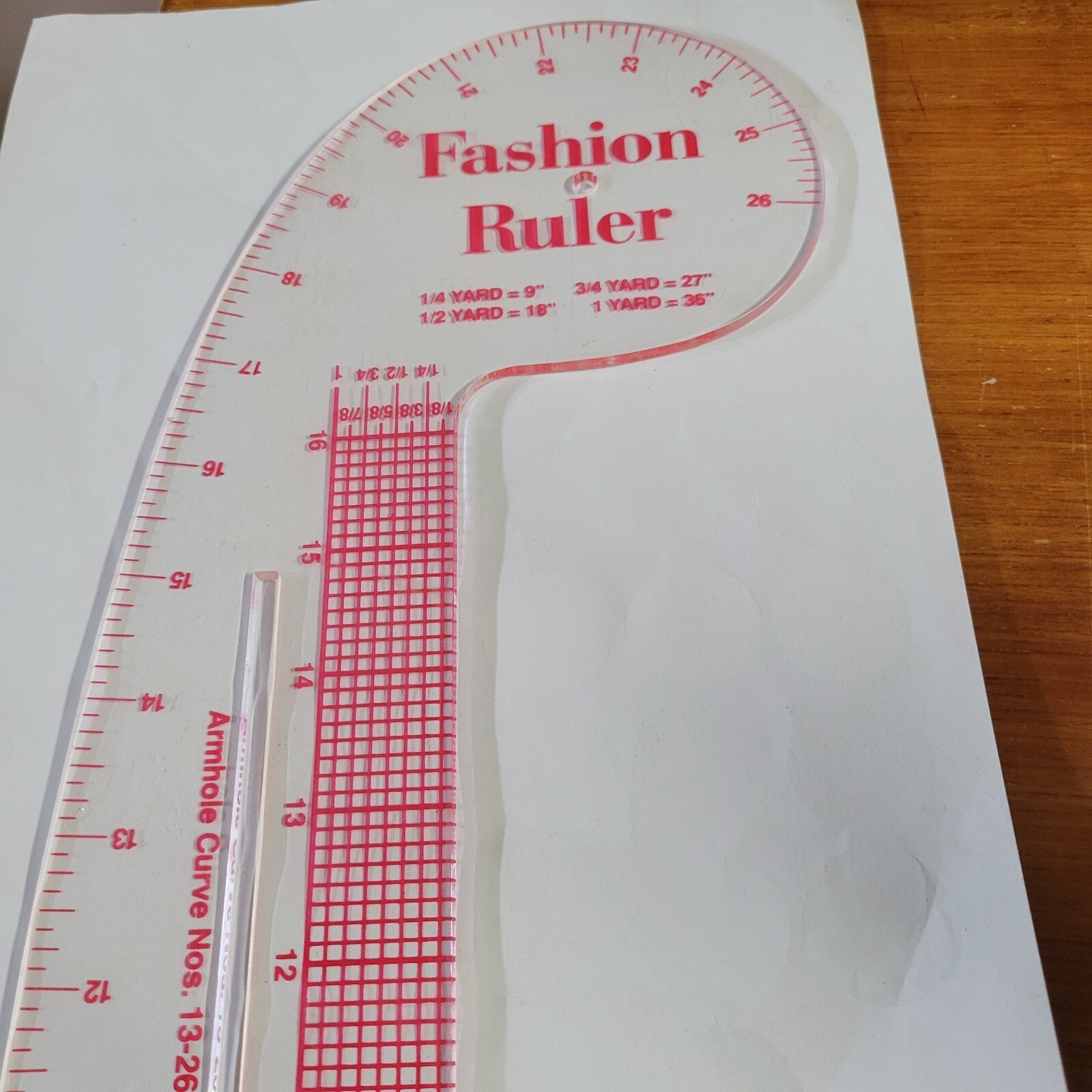 FASHION RULER ARMHOLE & HIP CURVE VINTAGE PLASTIC RULER - Image 3