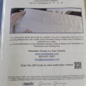 Westalee/Sew Steady Feathers set of 4 Templates. Free Motion - Low Shank