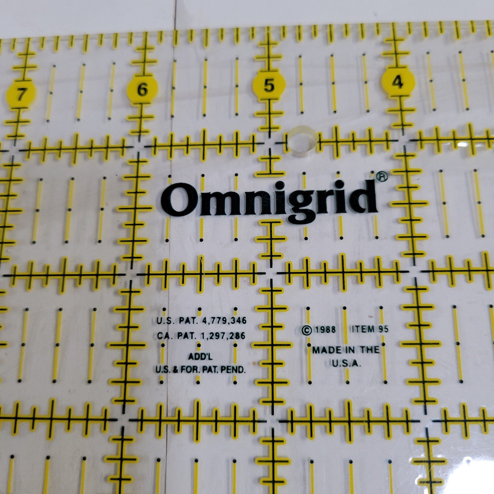Omnigrid Item 95 ~ 9.5" x 9.5" Omni Grid Ruler, 9-½" x 9-½ Vintage 1988