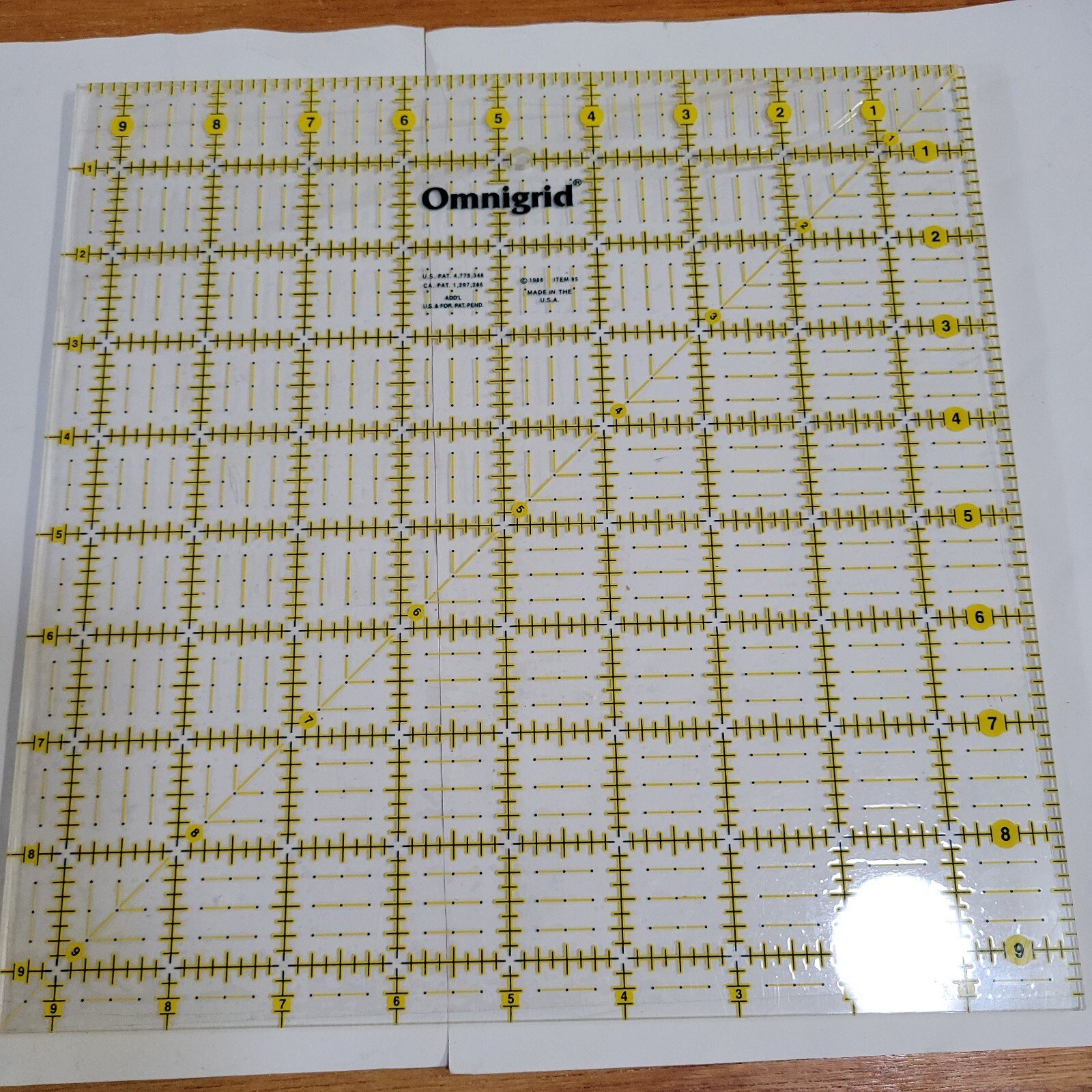 Omnigrid Item 95 ~ 9.5" x 9.5" Omni Grid Ruler, 9-½" x 9-½ Vintage 1988 - Image 2