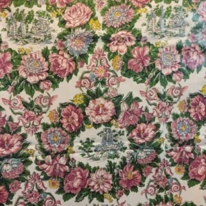 Vintage Classic Mid-Century Kandell Everglaze chintz, Toile Fabric Panel 35x132