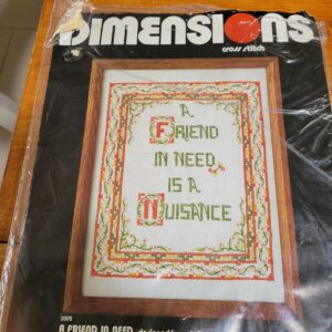 Vintage Dimensions A Friend in Need Stamped Cross Stitch Kit 1977 Pat Zitomer