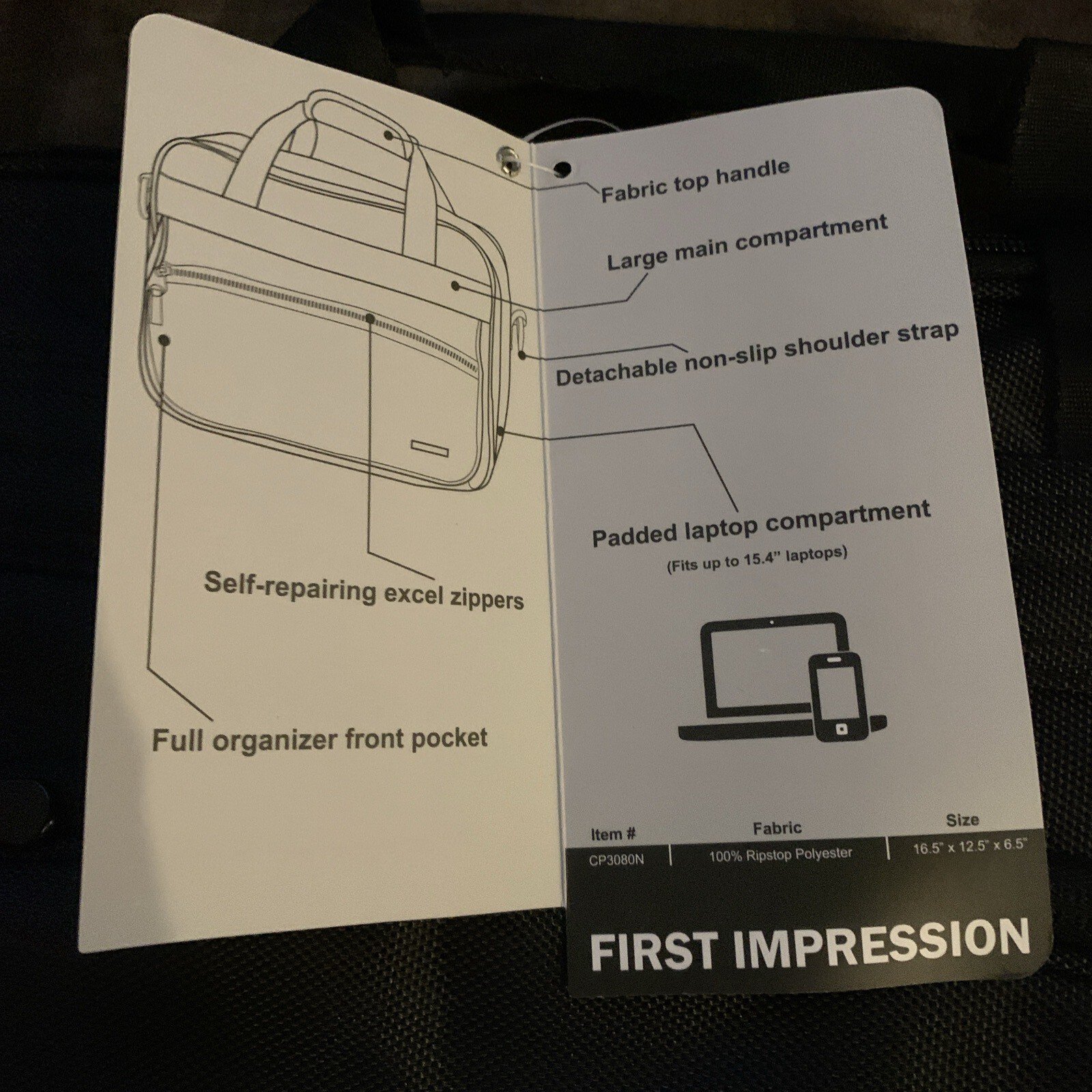 Calpak First Impressions Laptop Briefcase New W Tags With Strap - Image 3