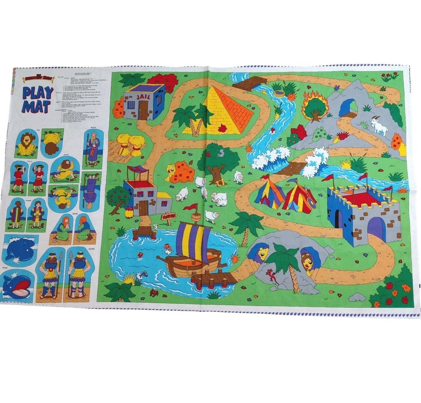 Beginner's Bible Play Mat VIP Panel 58"x35" Joseph Castle Pyramid Jonah David